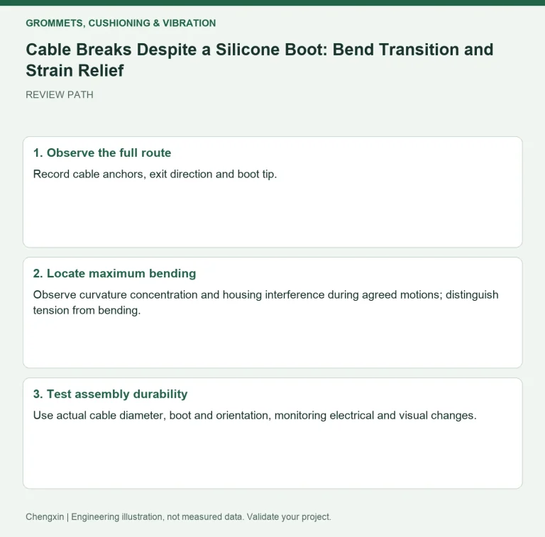 Cable Breaks Despite a Silicone Boot: Bend Transition and Strain Relief — review diagram