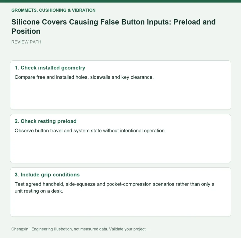 Silicone Covers Causing False Button Inputs: Preload and Position — review diagram