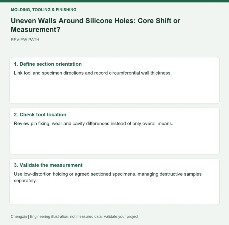 Uneven Walls Around Silicone Holes: Core Shift or Measurement? — review diagram