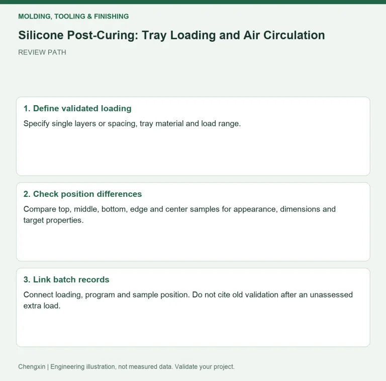 Silicone Post-Curing: Tray Loading and Air Circulation — review diagram