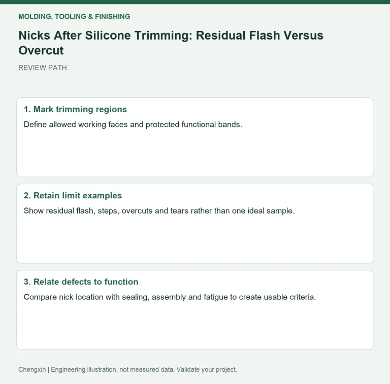 Nicks After Silicone Trimming: Residual Flash Versus Overcut — review diagram