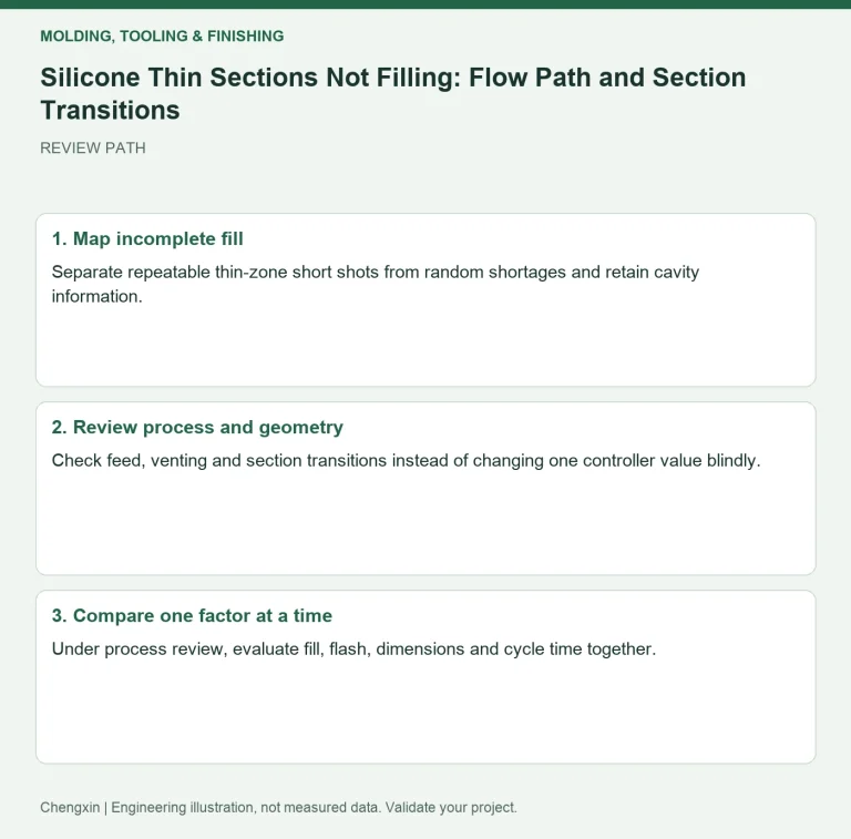 Silicone Thin Sections Not Filling: Flow Path and Section Transitions — review diagram
