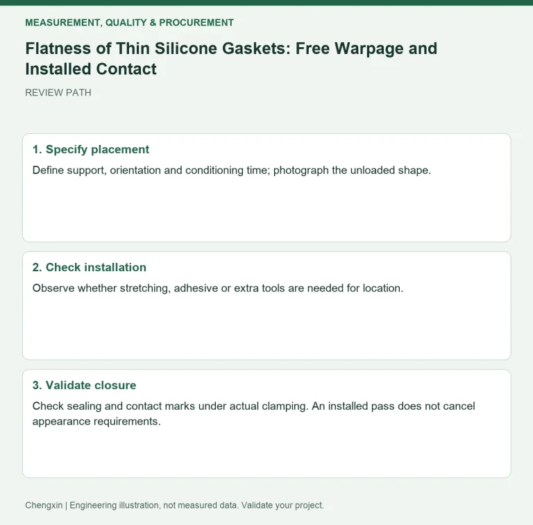 Flatness of Thin Silicone Gaskets: Free Warpage and Installed Contact — review diagram