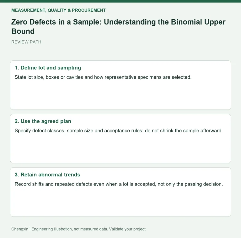 Zero Defects in a Sample: Understanding the Binomial Upper Bound — review diagram