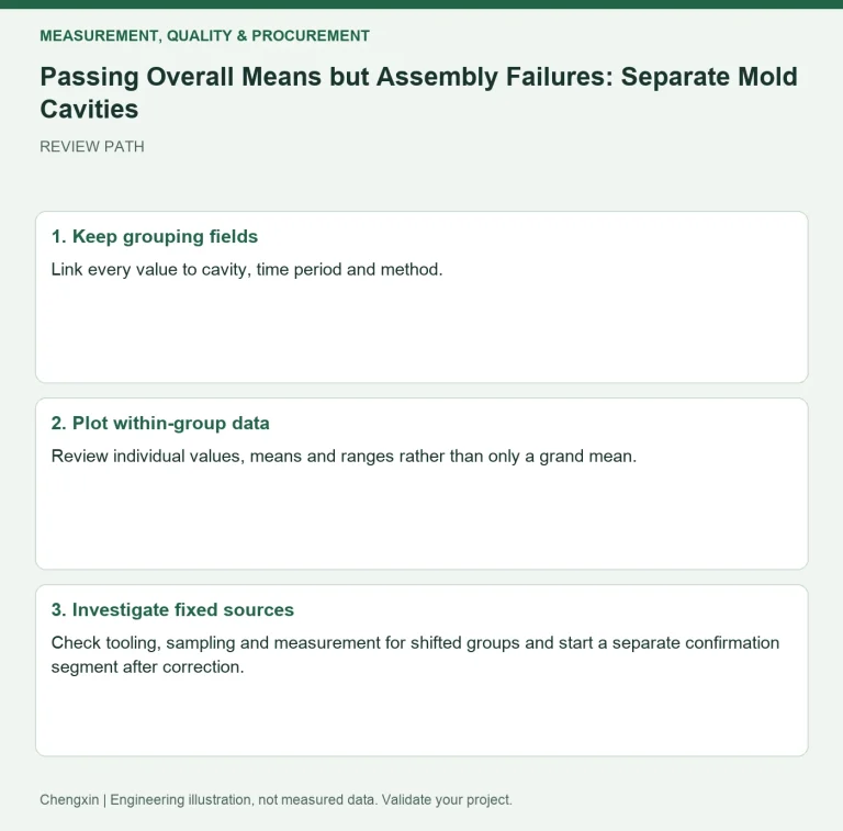 Passing Overall Means but Assembly Failures: Separate Mold Cavities — review diagram