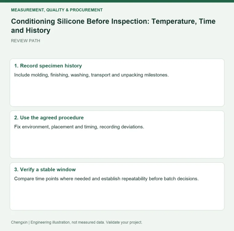 Conditioning Silicone Before Inspection: Temperature, Time and History — review diagram