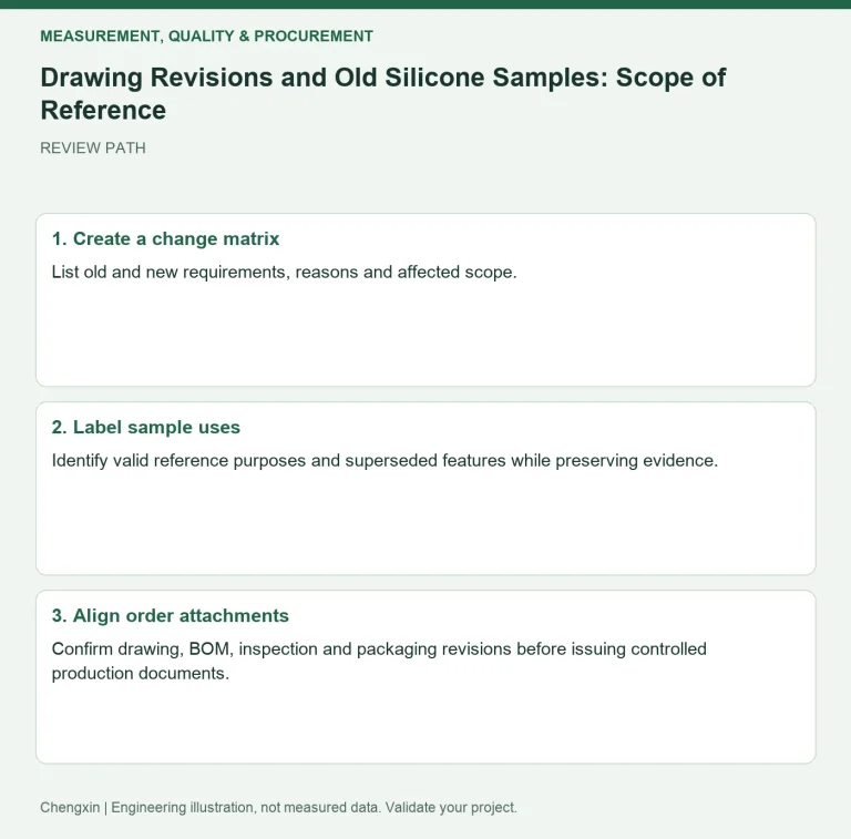 Drawing Revisions and Old Silicone Samples: Scope of Reference — review diagram