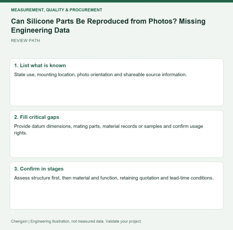 Can Silicone Parts Be Reproduced from Photos? Missing Engineering Data — review diagram